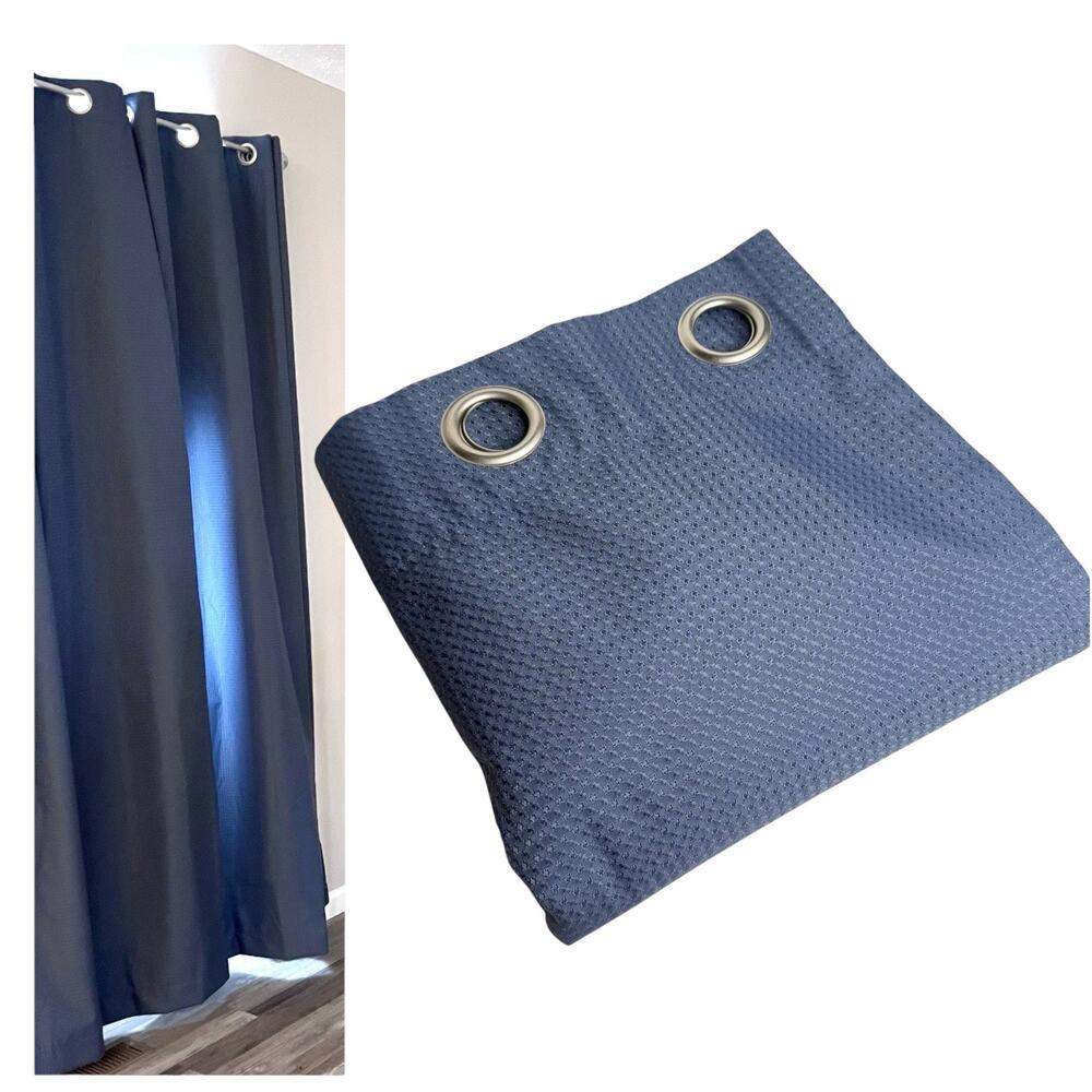 Sun Zero Textured Grommet Curtain Panel 50x84 Blue Thermal Insulated Blackout